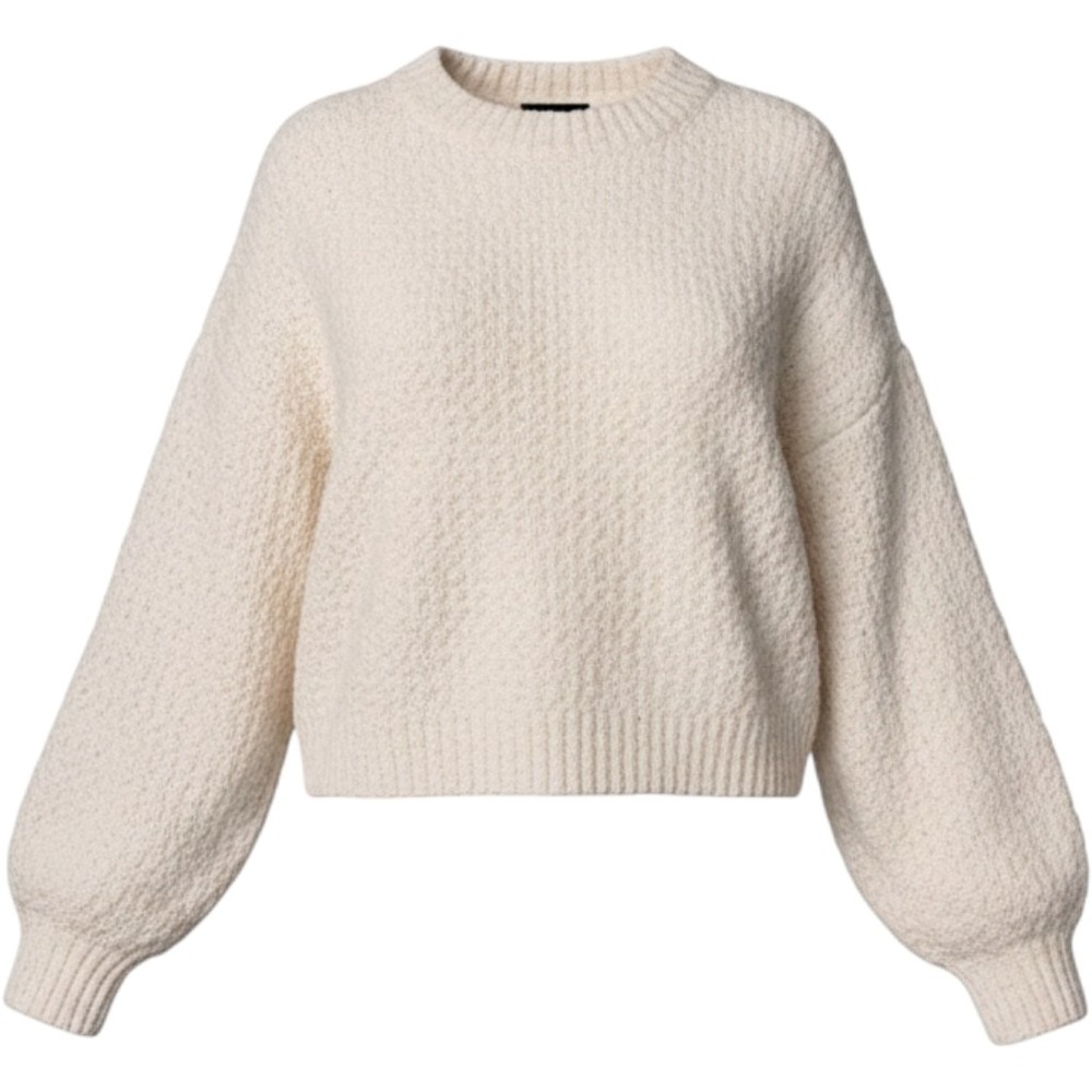 Divided Cream Chunky Knit Crew Neck Sweater Women's XS Oversized Grandpa Classic